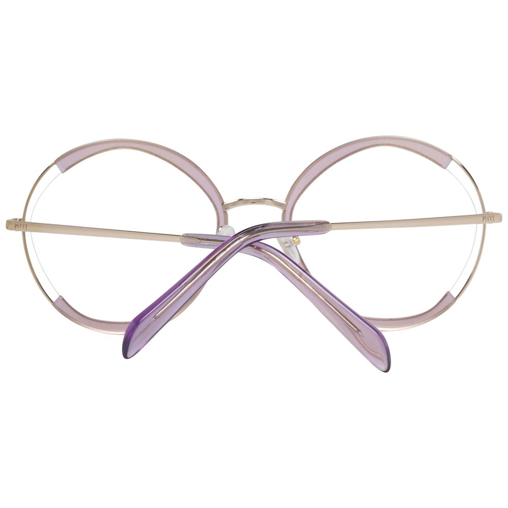 Emilio Pucci Purple Metal & Plastic Glasses (Frames) for women in full-rim round style, featuring demo lenses and branded case.