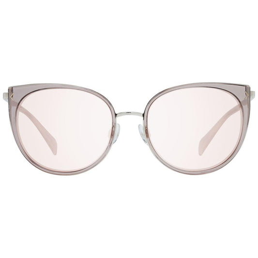 Karen Millen pink cat eye sunglasses for women with rose mirrored lenses, metal and plastic frame, 100% UVA & UVB protection