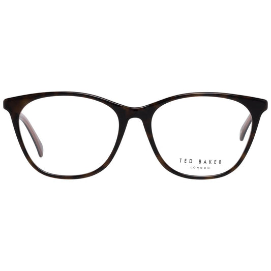 Ted Baker Brown Women Glasses Frame, full-rim plastic design, 53-16-140 size, elegant brown color, includes branded case.