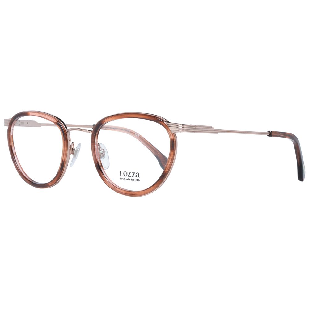 Lozza Brown Women Glasses Frame, full-rim oval style, brown metal and plastic frame with demo lenses, 49-22-140 size, includes branded case.