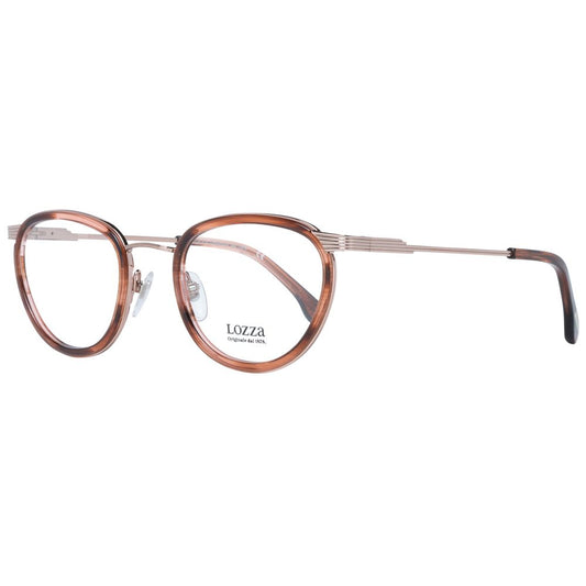 Lozza Brown Women Glasses Frame, full-rim oval style, brown metal and plastic frame with demo lenses, 49-22-140 size, includes branded case.