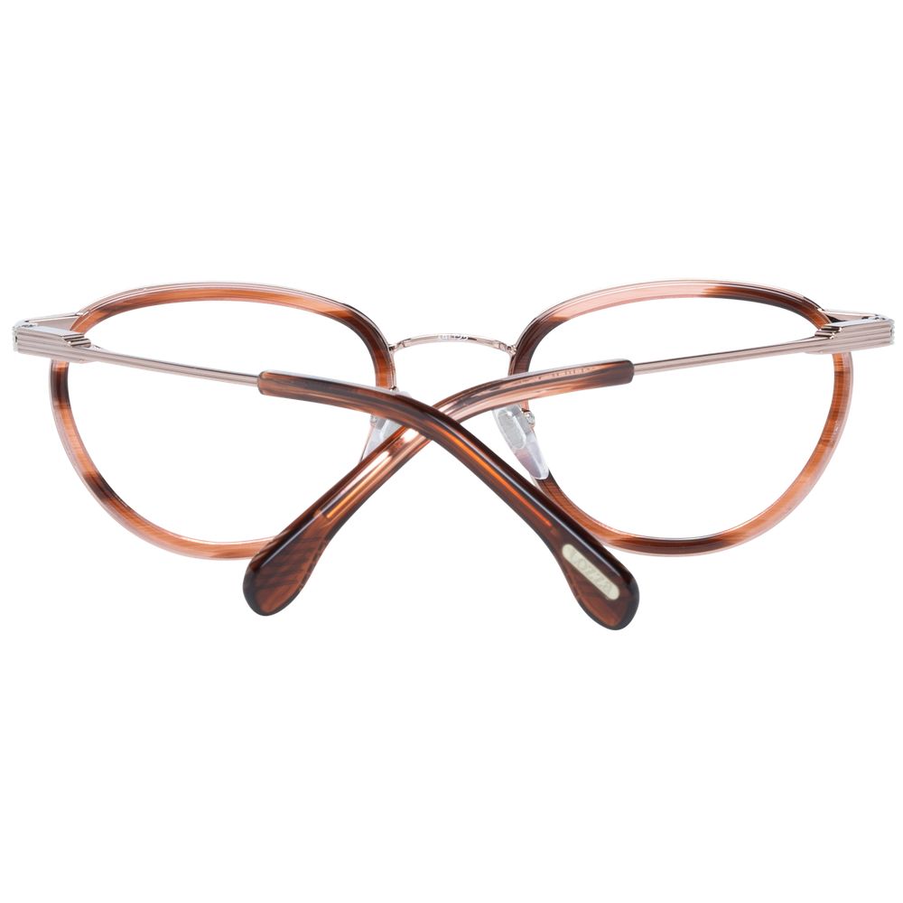 Lozza Brown Women Glasses Frame with full-rim oval design, metal and plastic material, and demo lenses.