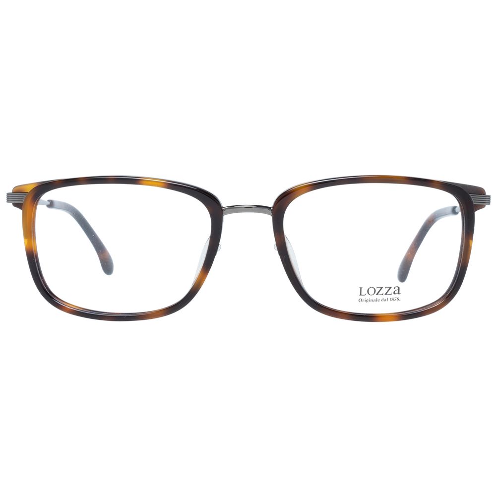 Lozza Brown Men Glasses Frame in full-rim rectangle style with brown plastic material and demo lenses.