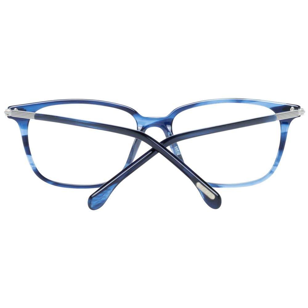 Lozza Blue Men Glasses Frame, full-rim rectangle style, blue plastic frame, demo lenses, size 53-16-145, with branded case.