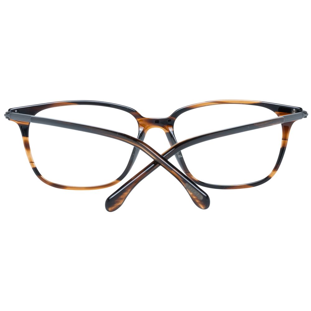 Lozza Brown Men Glasses Frame with full-rim rectangle design and demo lenses.