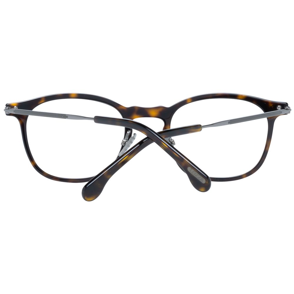Lozza Brown Men Glasses Frame, full-rim rectangle style, plastic material, no extra protection, demo lenses, branded case included