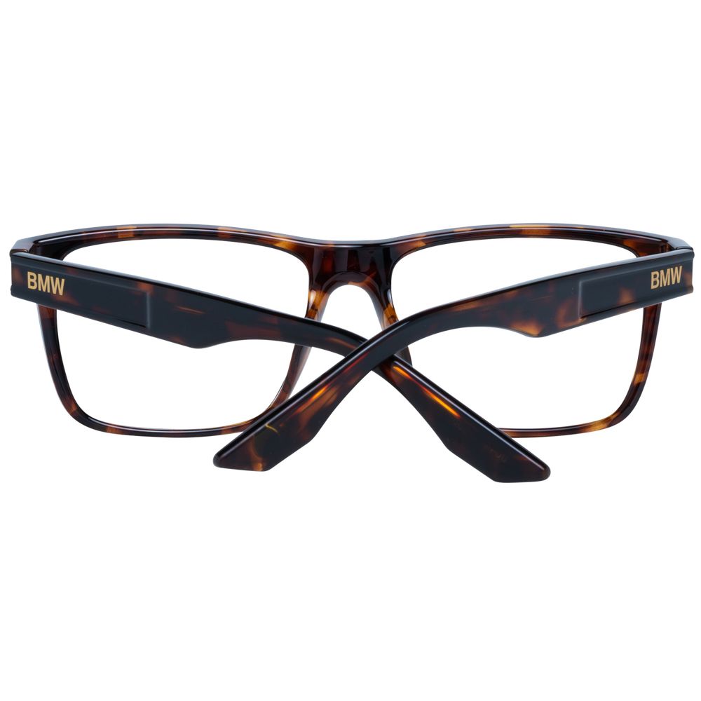 BMW Brown Men Glasses Frame in plastic, full-rim trapezium style with branded case, 57-17-140 size
