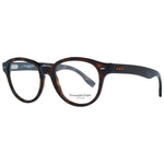 Ermenegildo Zegna Brown Men Glasses Frame, full-rim round style with plastic material, spring hinge, brown color, size 51-18-145.