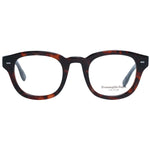 Ermenegildo Zegna Brown Men Glasses Frame, round full-rim style with plastic material and spring hinge; includes branded case