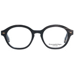 Ermenegildo Zegna Brown Men Glasses Frame in full-rim round horn material with demo plastic lenses and branded case included.