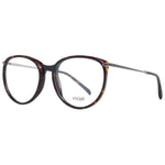 Maje Brown Women Glasses Frame, acetate full-rim round style with demo lenses, suitable for 53-17-135 dimensions, includes branded case.