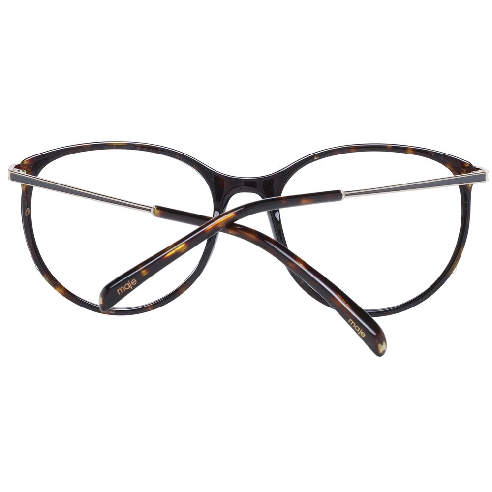 Maje Brown Women Glasses Frame in acetate full-rim round style with demo lenses, size 53-17-135, includes branded case.