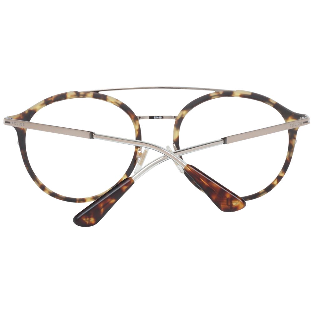 Police Brown Men Glasses Frame with metal and plastic full-rim design, aviator style, and demo lenses.