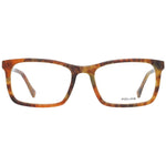Police Brown Men Glasses Frame, full-rim plastic design, size 54-19-145, brown color, includes branded case, stylish eyewear for men.