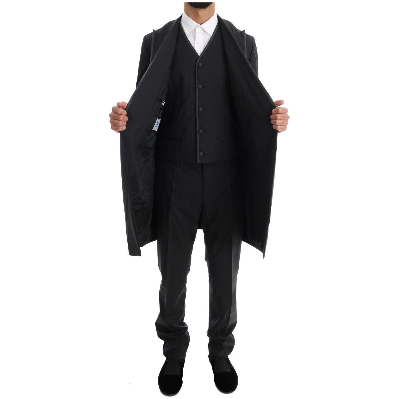 بدلة صوفية أنيقة مزدوجة الصدر باللون الرمادي من دولتشي آند غابانا