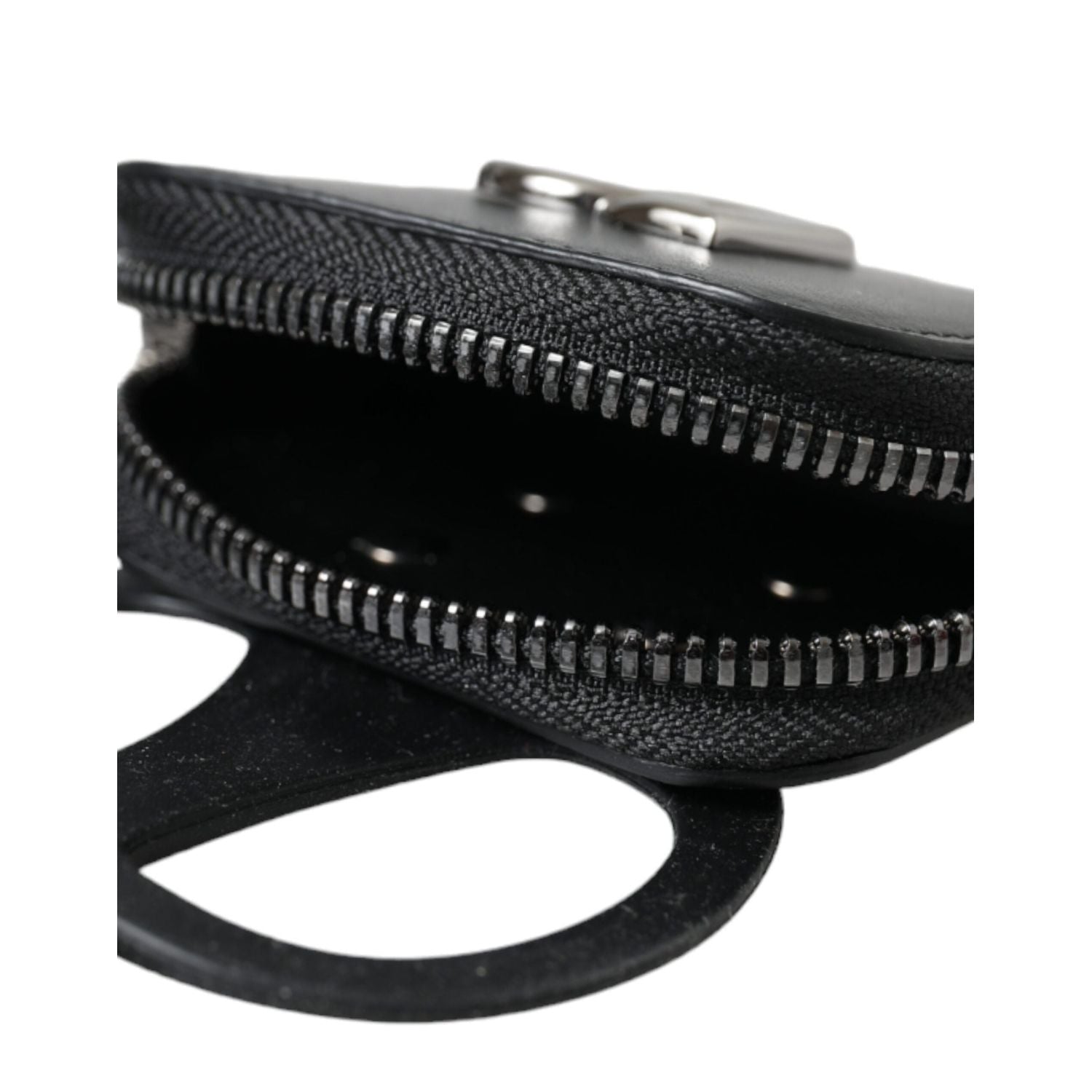 Dolce & Gabbana Black Calfskin Leather DG Logo Coin Purse Lanyard Wallet