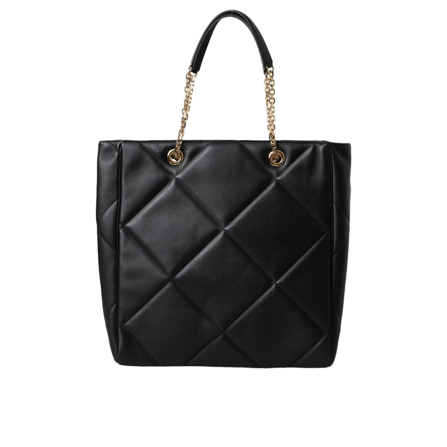 Dolce & Gabbana Black Leather JUNGLE Quilted Shopping Tote Bag