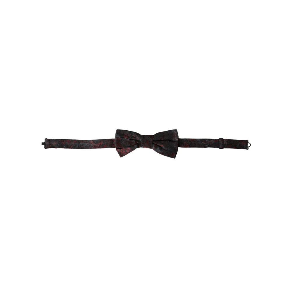 Dolce & Gabbana Red Black Floral Adjustable Neck Men Bow Tie