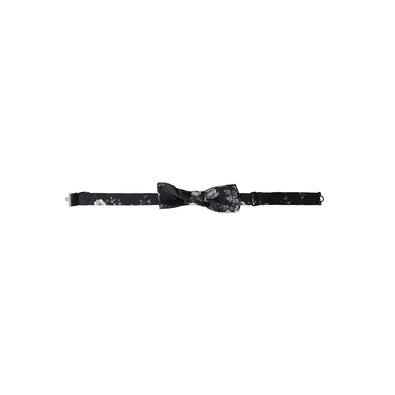 Dolce & Gabbana Black Floral Fantasy Adjustable Neck Men Bow Tie