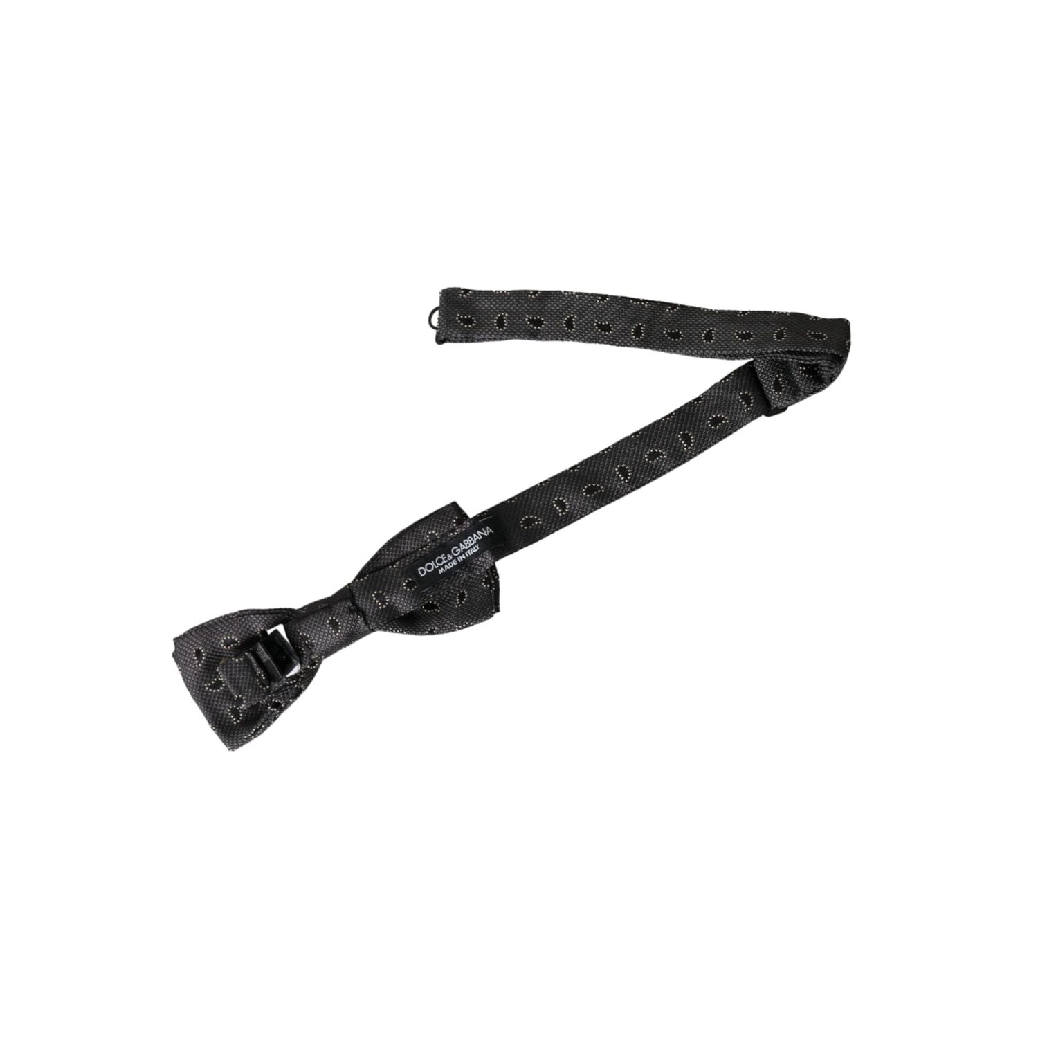 Dolce & Gabbana Black Silk Patterned Adjustable Neck Men Bow Tie