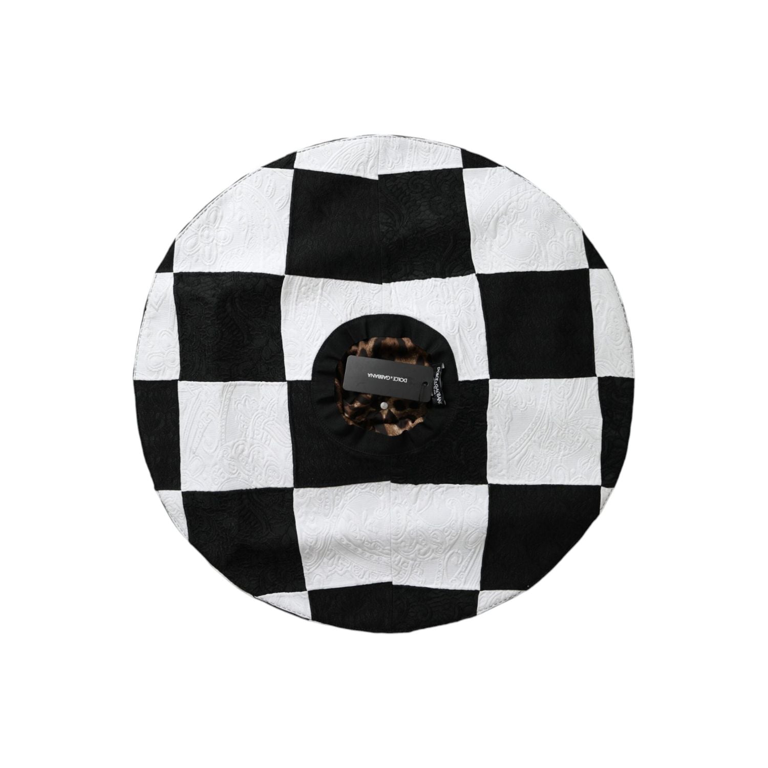 Dolce & Gabbana Black White Checkered Wide Brim Floppy Hat