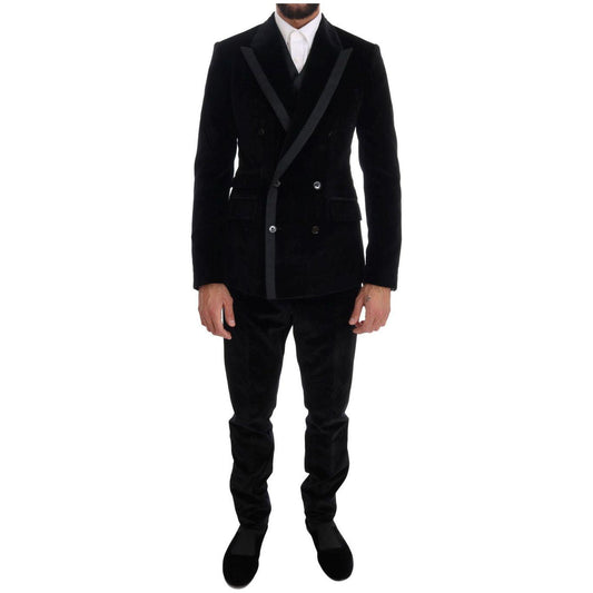 Dolce & Gabbana Elegant Black Slim Fit Three-Piece Suit Suit Dolce & Gabbana Black