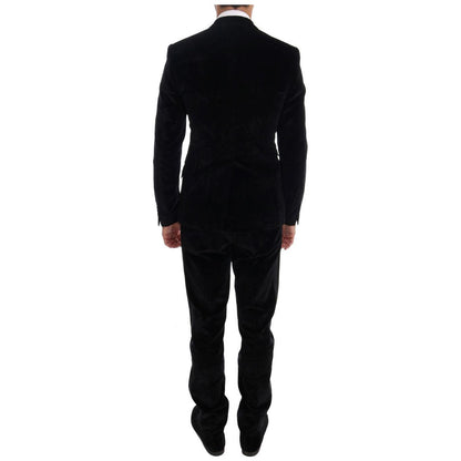 Dolce & Gabbana Black Velvet Slim Double Breasted Suit Suit
