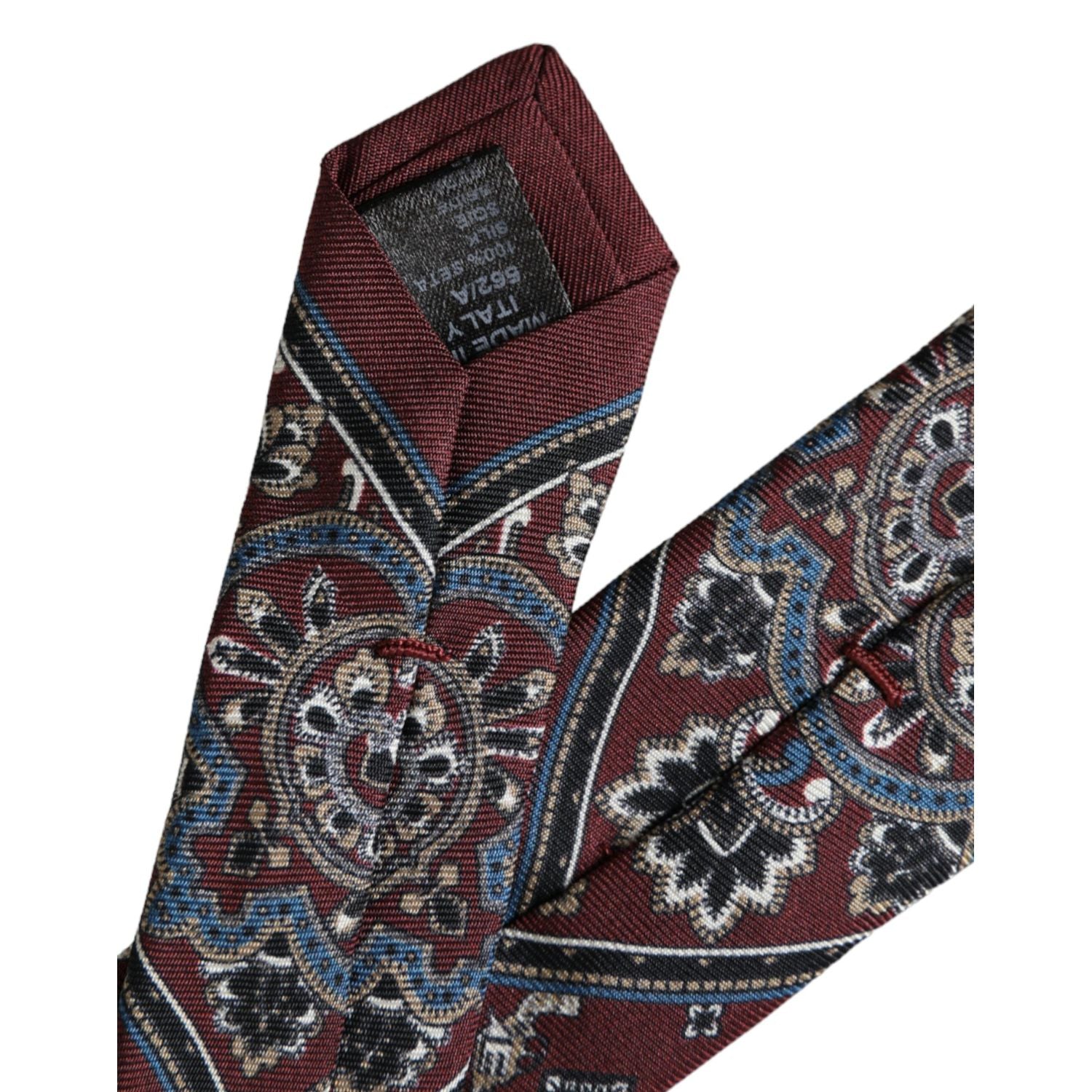 Dolce & Gabbana Bordeaux Printed 100% Silk Adjustable Men Tie