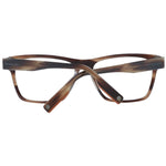 Ermenegildo Zegna Brown Men Glasses Frame with full-rim rectangular plastic design and demo lenses, includes branded case.