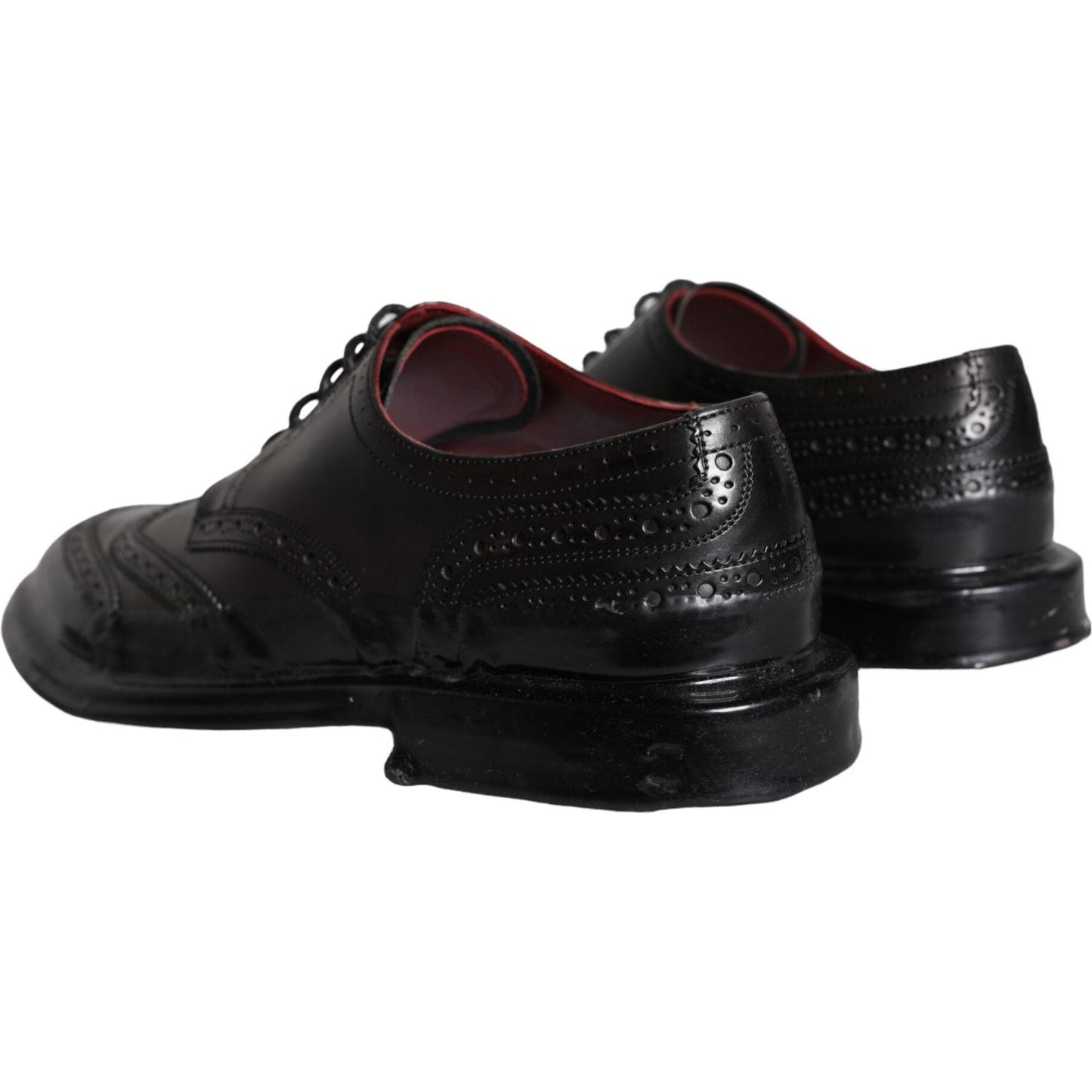 Dolce & Gabbana Black Leather Oxford Wingtip Formal Men Shoes