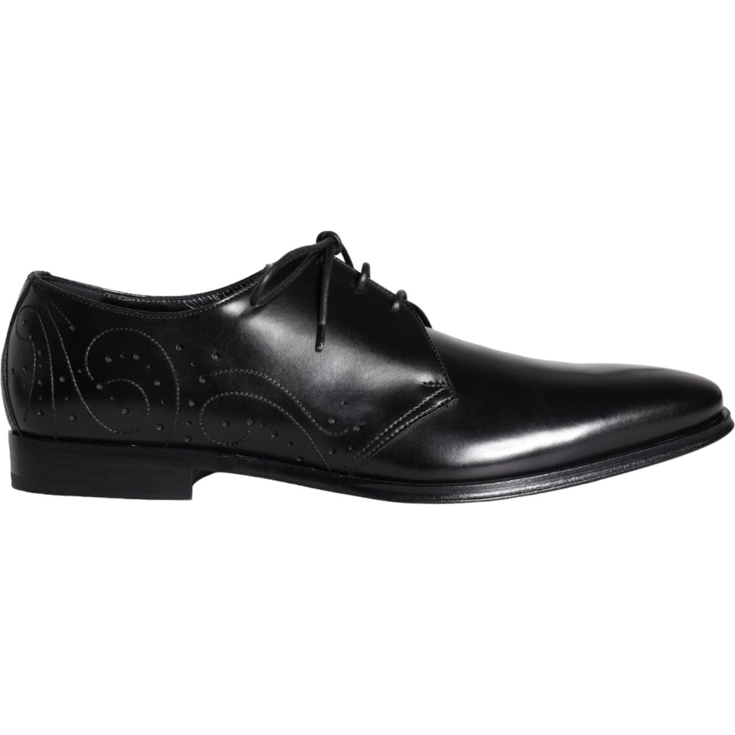 Dolce & Gabbana Black Calfskin Leather Derby Men Dress Shoes