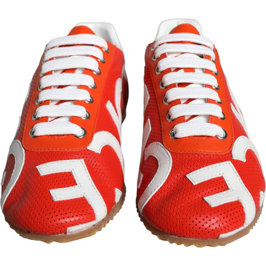 Dolce & Gabbana Red White Leather Logo Casual Sneakers Shoes LA11265-39