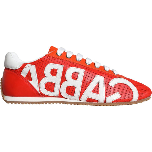 Dolce & Gabbana Red White Leather Logo Casual Sneakers Shoes LA11265-39