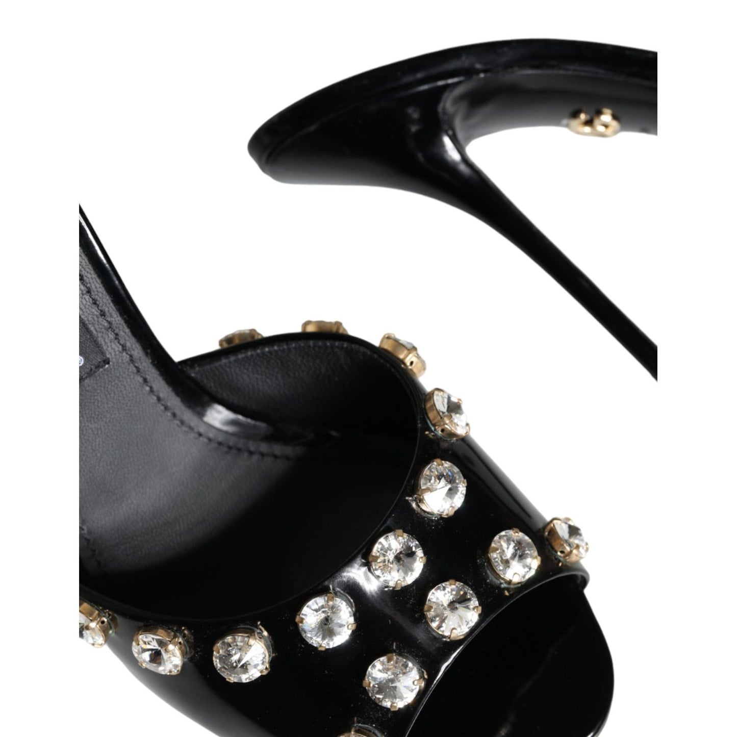 Dolce & Gabbana Black Crystal Heels Keira Sandals Shoes
