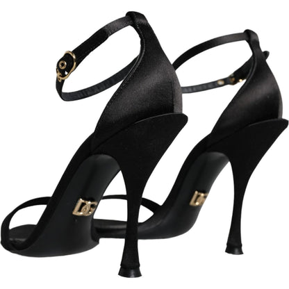 Dolce & Gabbana Black KEIRA Heels Ankle Strap Sandals Shoes