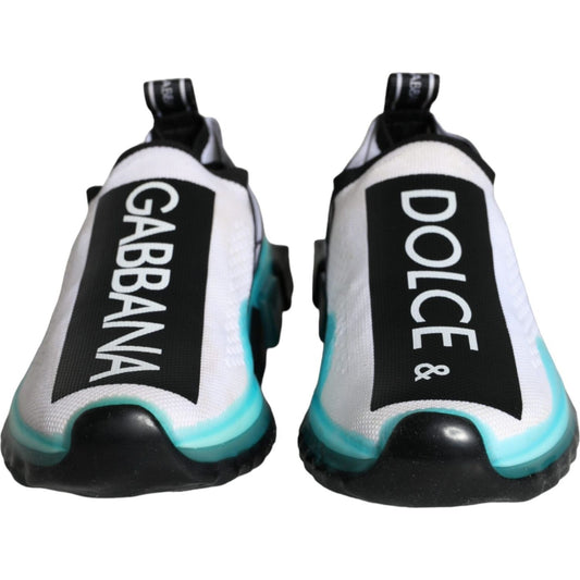Dolce & Gabbana White Blue Slip On Sorrento Sneakers Shoes LA11351-36