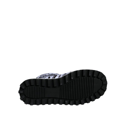 Dolce & Gabbana White Padded Logo Print Mid Calf Boots Shoes