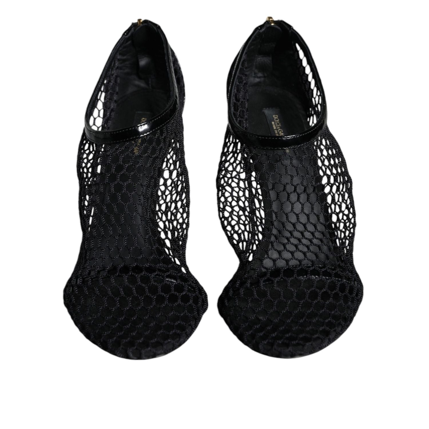 Dolce & Gabbana Black Mesh Leather Heels Keira Sandals Shoes