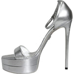 Dolce & Gabbana Silver KEIRA Heels Ankle Strap Sandals Shoes