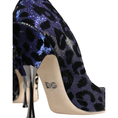 Dolce & Gabbana Violet Leopard Lurex High Heels Pumps Shoes