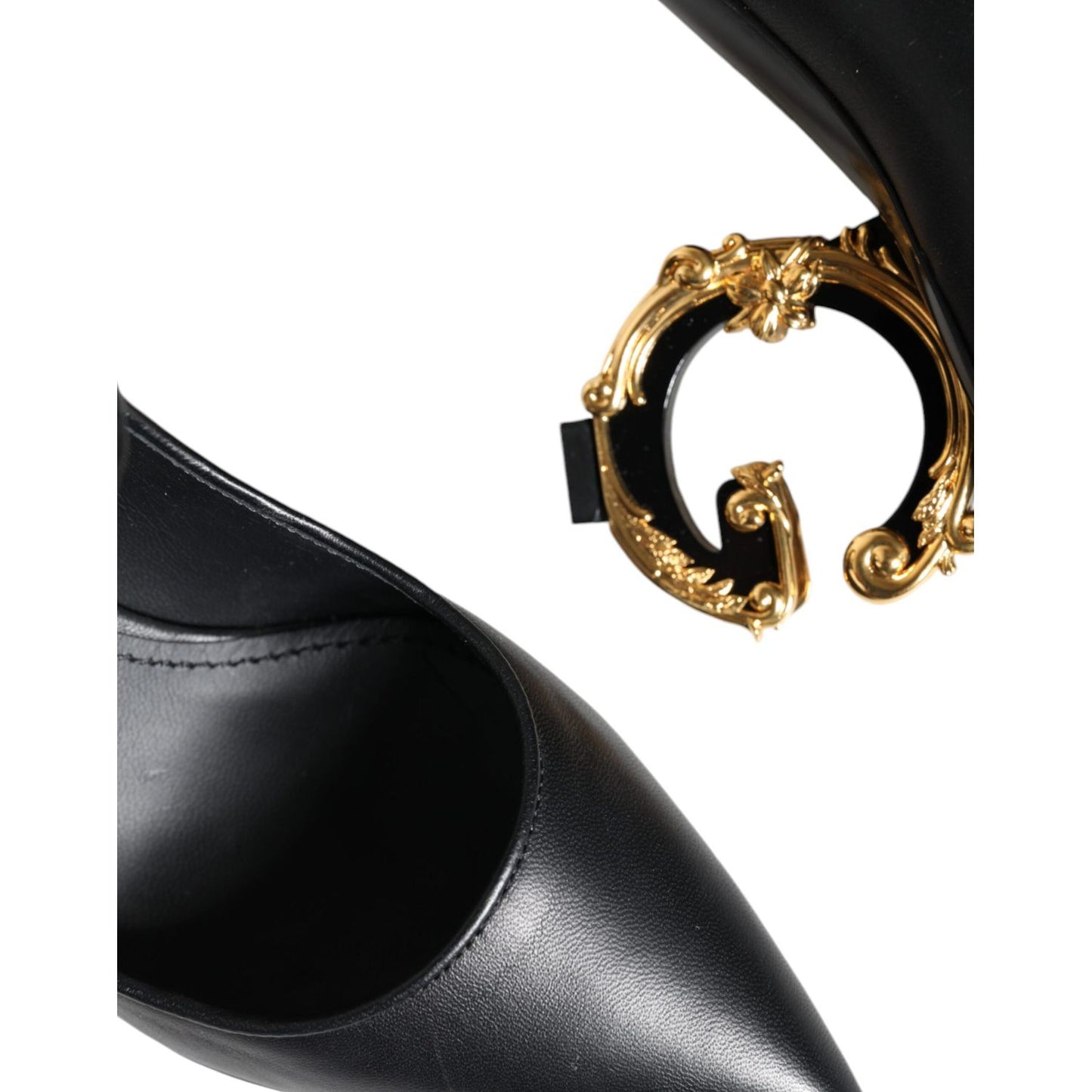 Dolce & Gabbana Black Leather Logo Heels Mary Janes Pumps Shoes