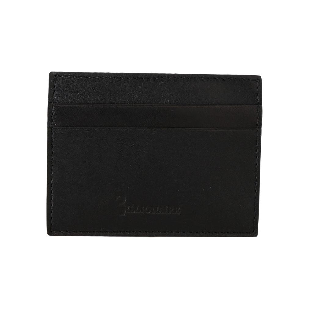 Billionaire Italian Couture Black Leather Cardholder Wallet