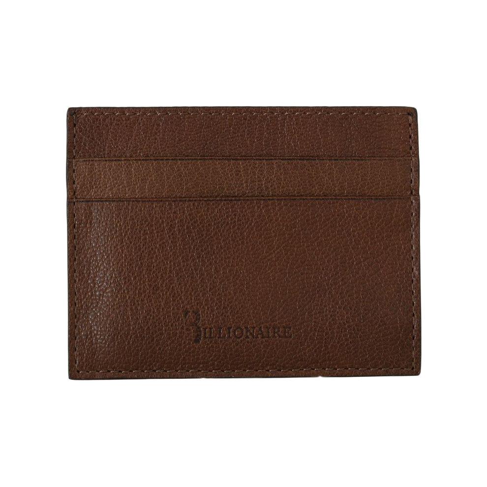 Billionaire Italian Couture Brown Leather Cardholder Wallet Wallet