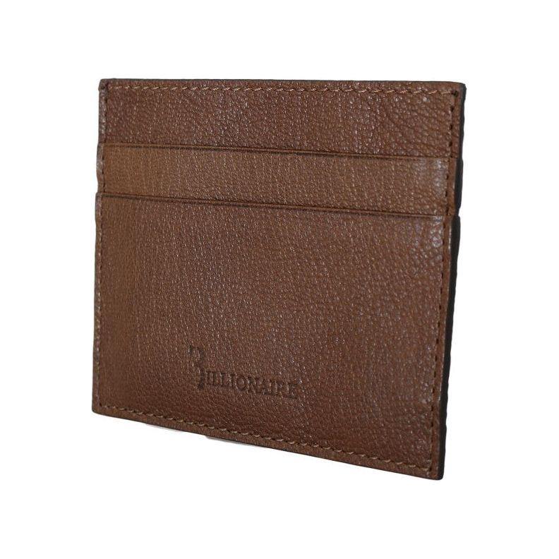 Billionaire Italian Couture Brown Leather Cardholder Wallet Wallet