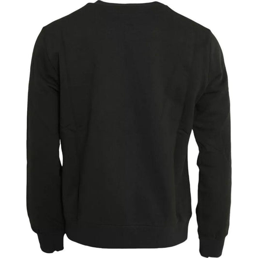Dolce & Gabbana Green Logo Cotton Crew Neck Pullover Sweater Dolce & Gabbana Black