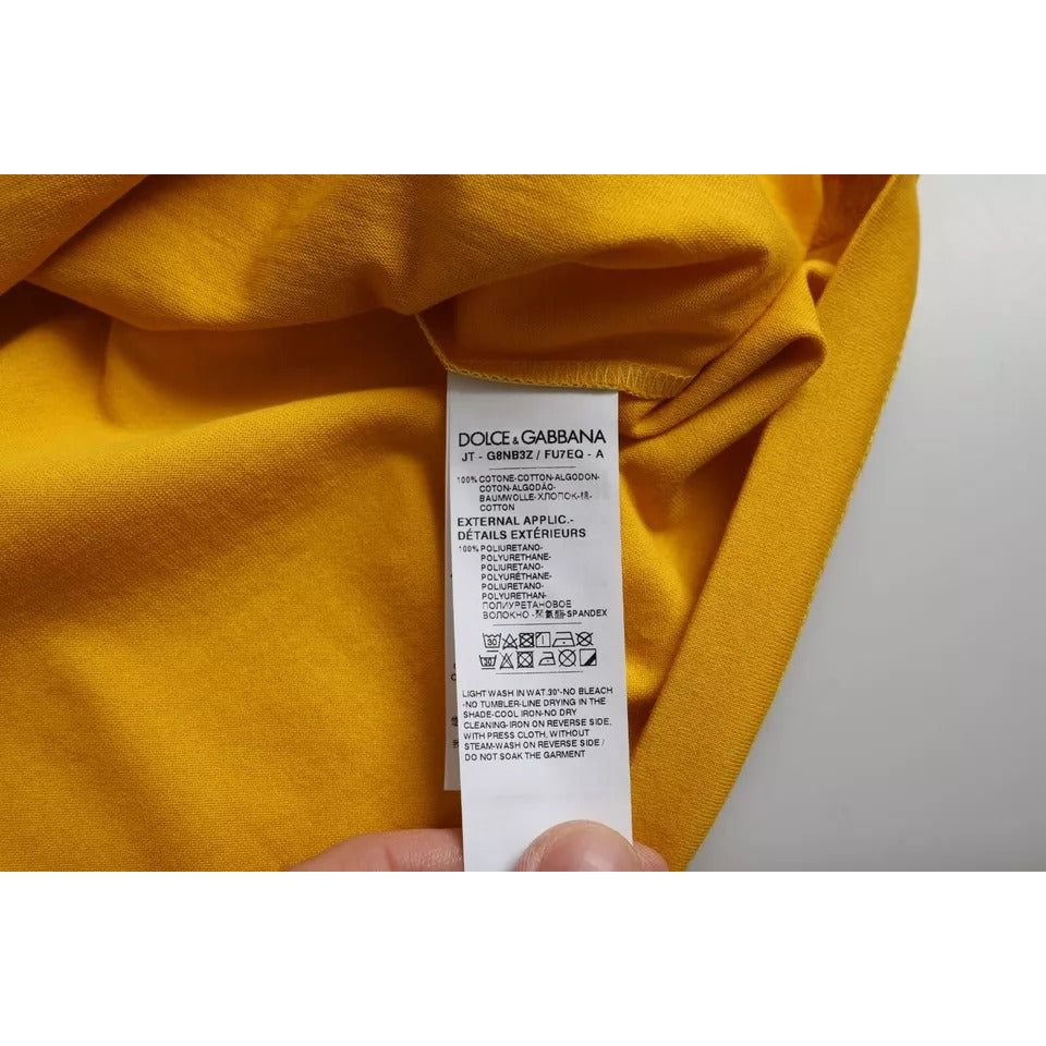Dolce & Gabbana Dark Yellow Logo Cotton Round Neck T-shirt