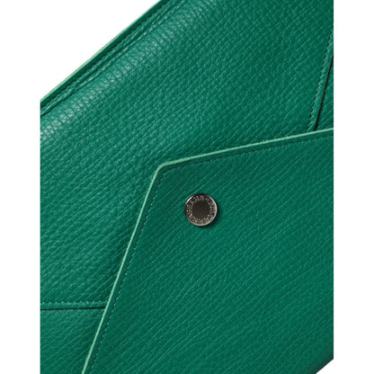 Dolce & Gabbana Green Leather Handbag Clutch Mini Purse Pouch Tablet Case