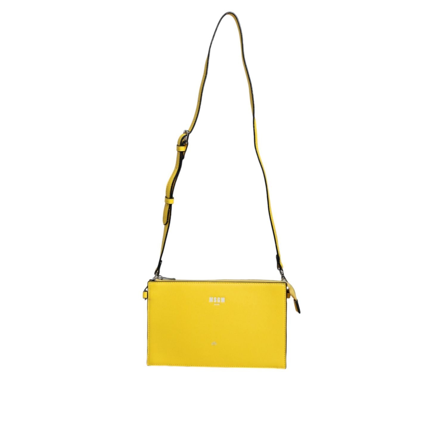 MSGM Yellow Leather Logo Crossbody Sling Shoulder Bag