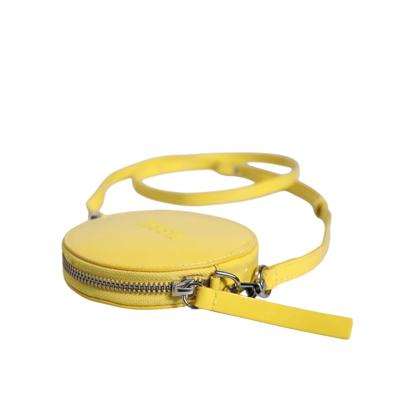 MSGM Yellow Leather Logo Crossbody Sling Shoulder Round Bag