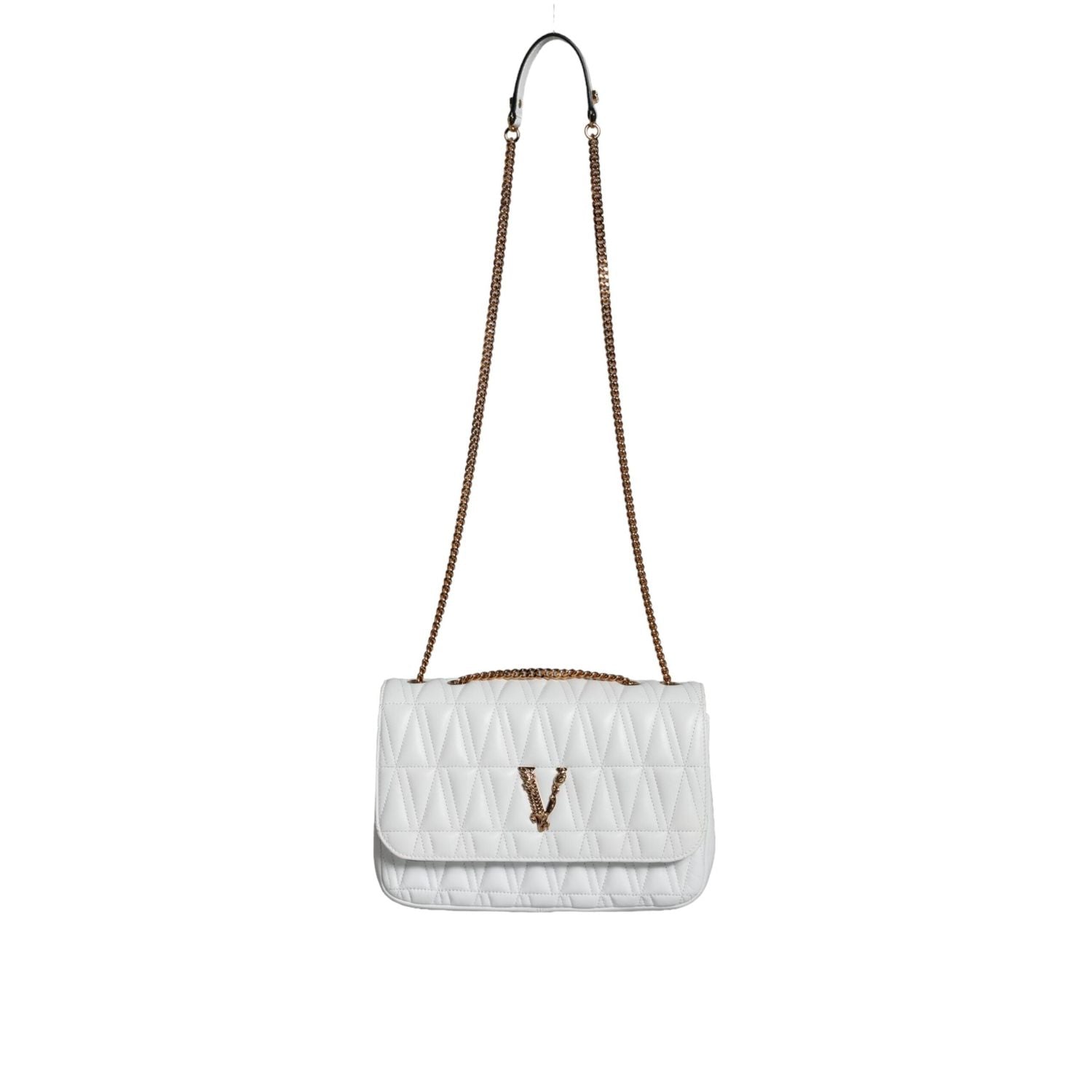 Versace White Mini Nappa Leather Crossbody Shoulder Bag